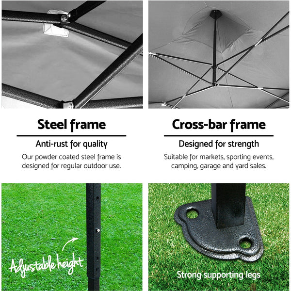 Instahut Gazebo Pop Up Marquee 3x6m Outdoor Tent Folding Wedding Gazebos White Does not apply