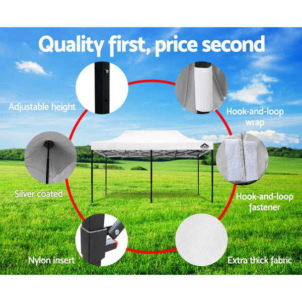 Instahut Gazebo Pop Up Marquee 3x6m Outdoor Tent Folding Wedding Gazebos White Does not apply