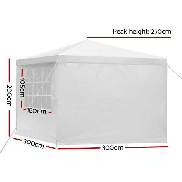 Instahut Gazebo 3x3 Outdoor Marquee Gazebos Wedding Party Camping Tent 4 Wall Panels Does not apply