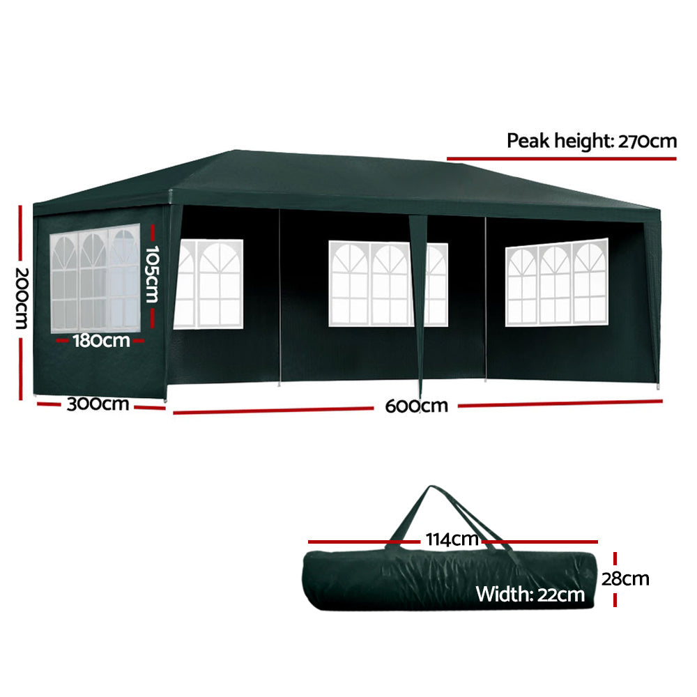 Instahut Gazebo 3x6 Outdoor Marquee Gazebos Wedding Party Camping Tent 4 Wall Panels Instahut