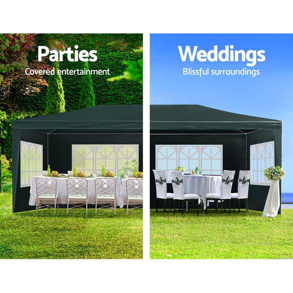Instahut Gazebo 3x6 Outdoor Marquee Gazebos Wedding Party Camping Tent 4 Wall Panels Instahut