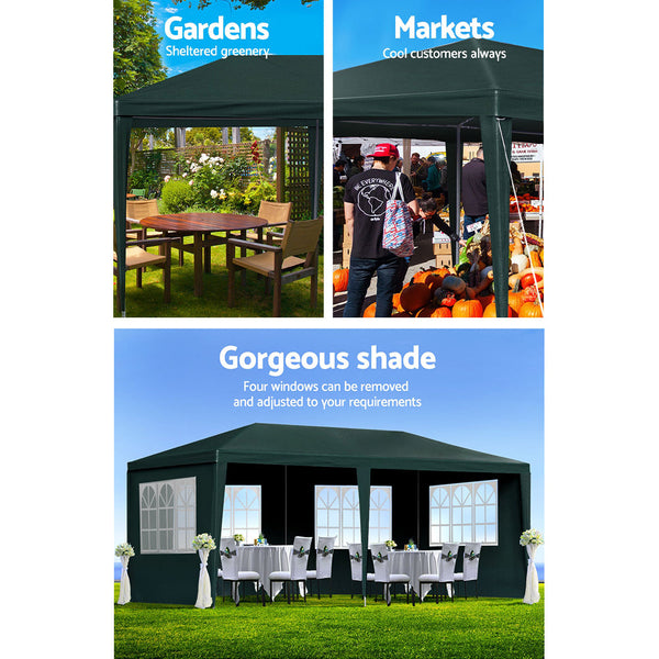 Instahut Gazebo 3x6 Outdoor Marquee Gazebos Wedding Party Camping Tent 4 Wall Panels Instahut