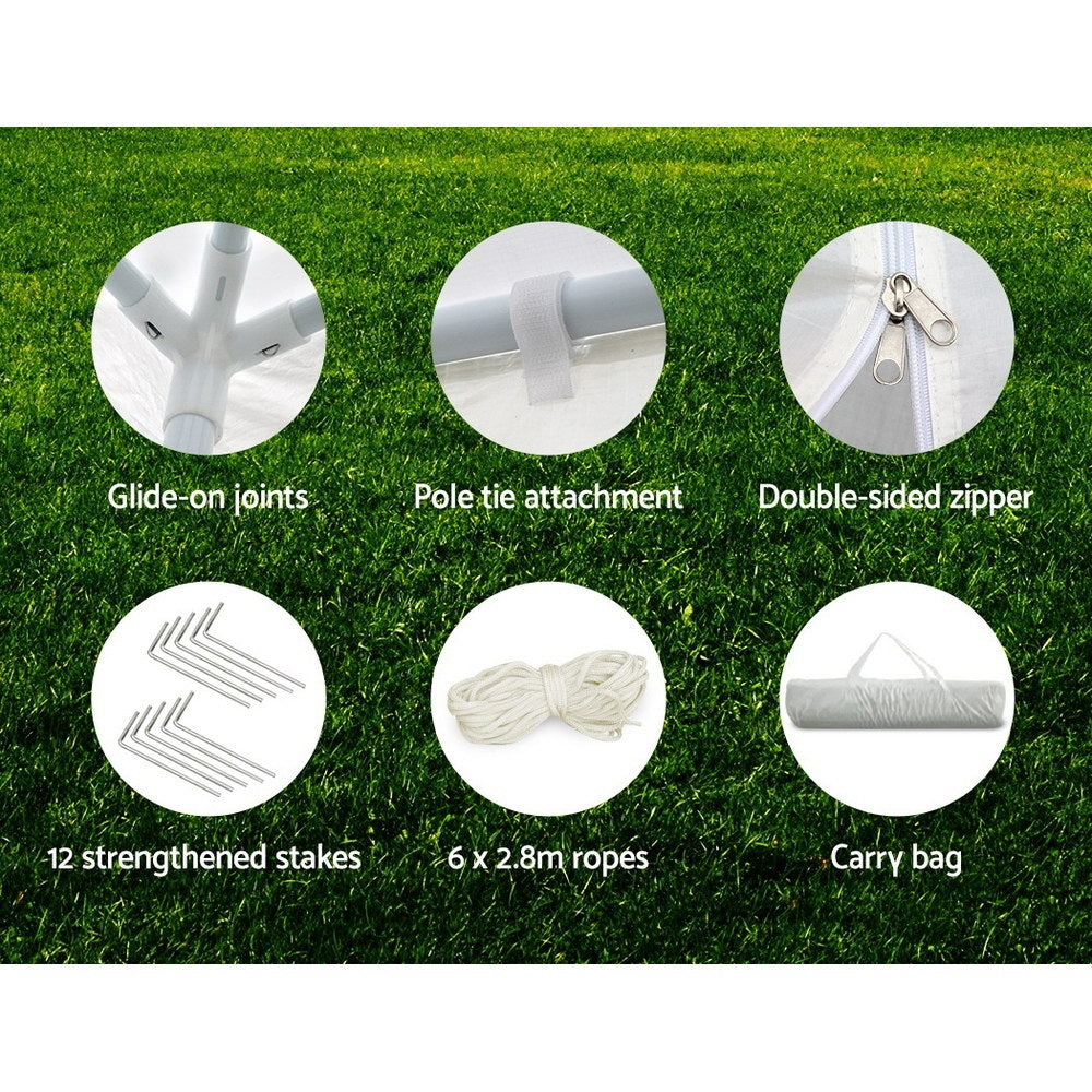 Instahut Gazebo 3x6 Outdoor Marquee Side Wall Party Wedding Tent Camping White Instahut