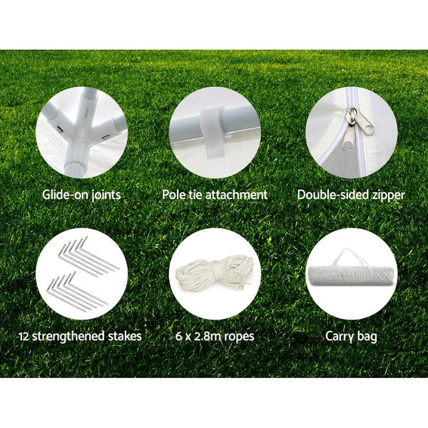 Instahut Gazebo 3x6 Outdoor Marquee Side Wall Party Wedding Tent Camping White Instahut