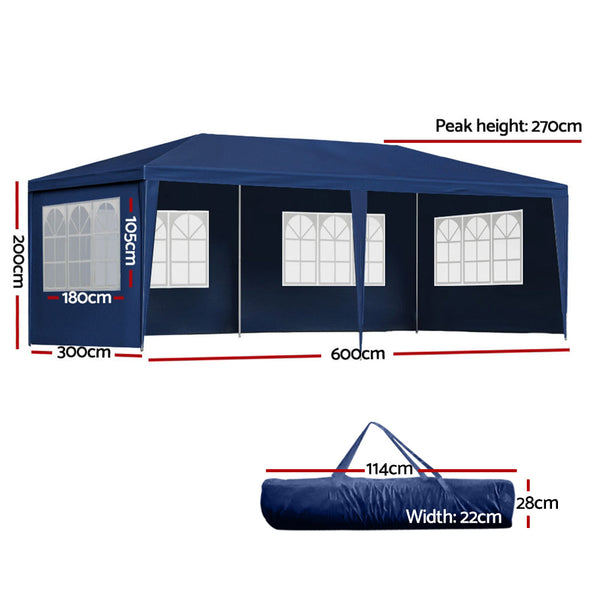 Instahut Gazebo 3x6 Outdoor Marquee Gazebos Wedding Party Camping Tent 6 Wall Panels Does not apply