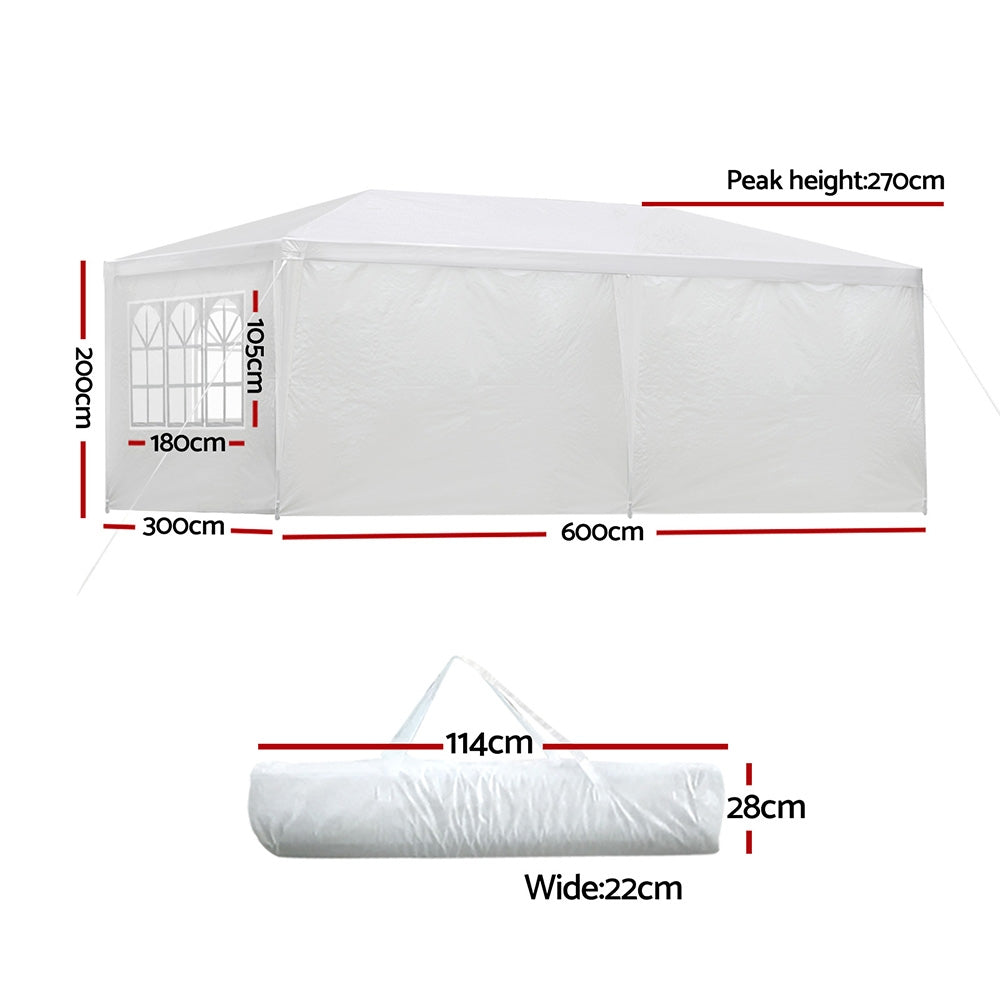 Instahut Gazebo Outdoor Marquee Wedding Gazebos Party Tent Camping White 3x6m Instahut
