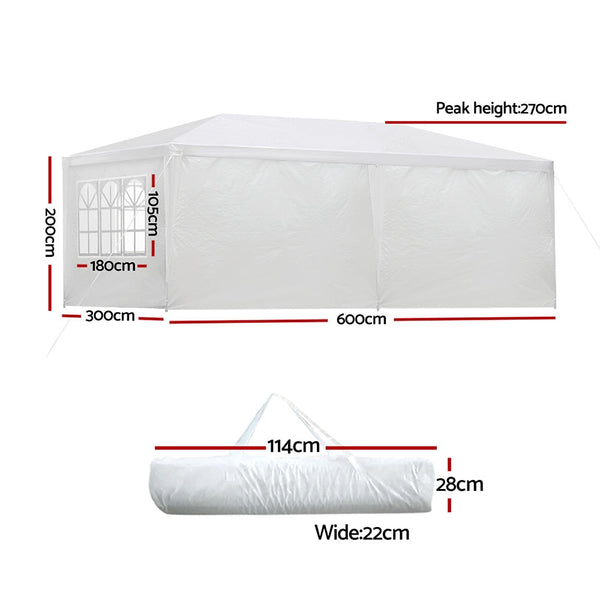 Instahut Gazebo Outdoor Marquee Wedding Gazebos Party Tent Camping White 3x6m Instahut