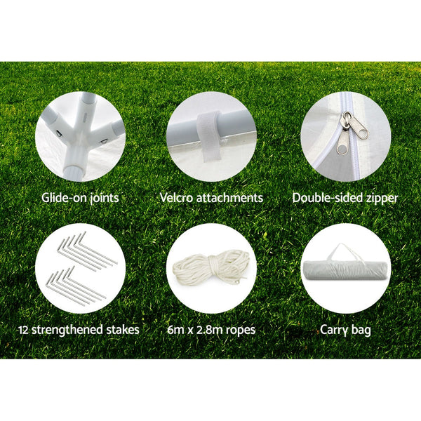 Instahut Gazebo Outdoor Marquee Wedding Gazebos Party Tent Camping White 3x6m Instahut