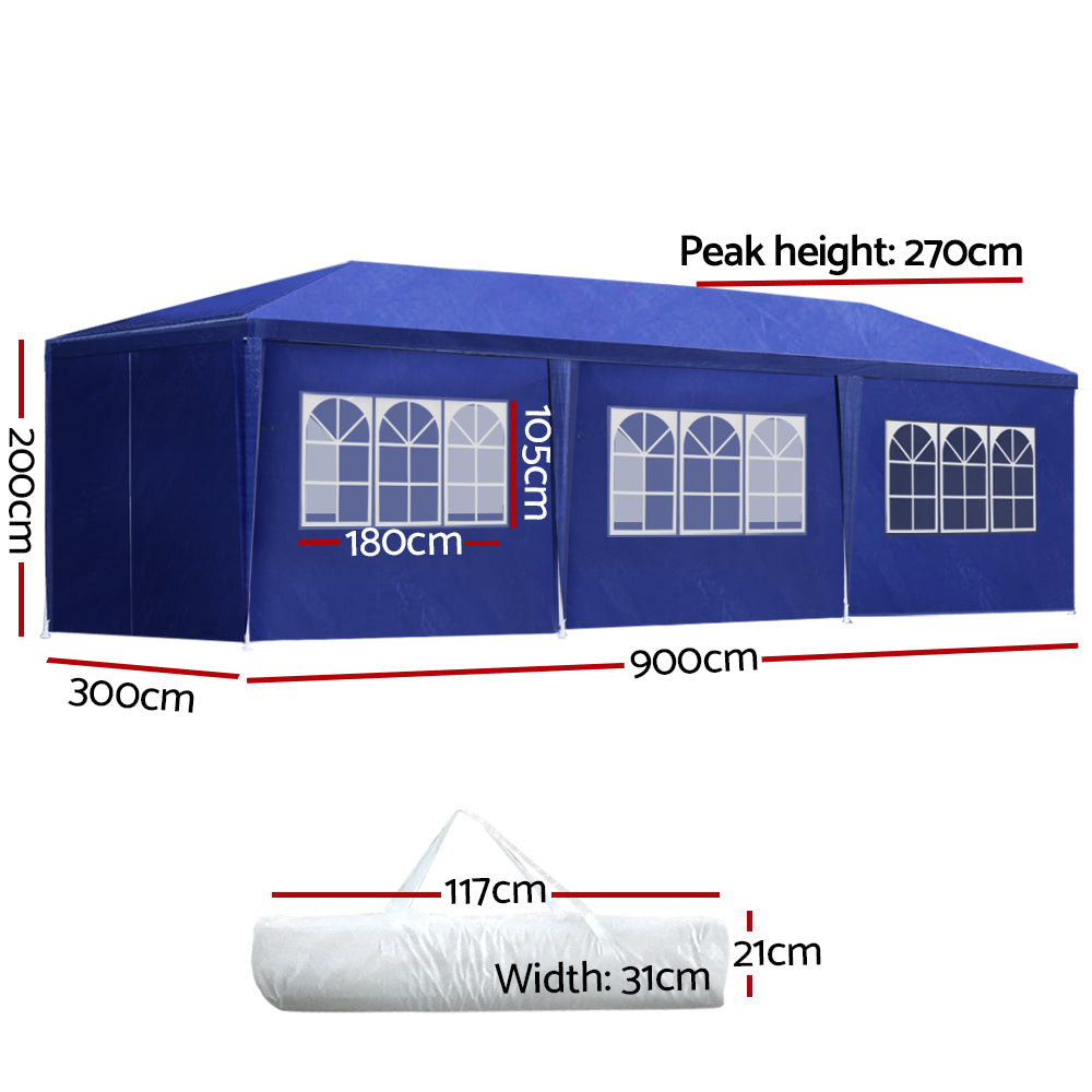 Instahut Gazebo 3x9 Outdoor Marquee Wedding Gazebos Tent Canopy Camping Tent BU Instahut