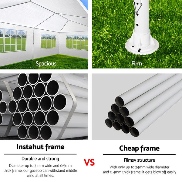 Instahut Gazebo 3x9 Outdoor Marquee Gazebos Wedding Party Camping Tent 8 Wall Panels Instahut