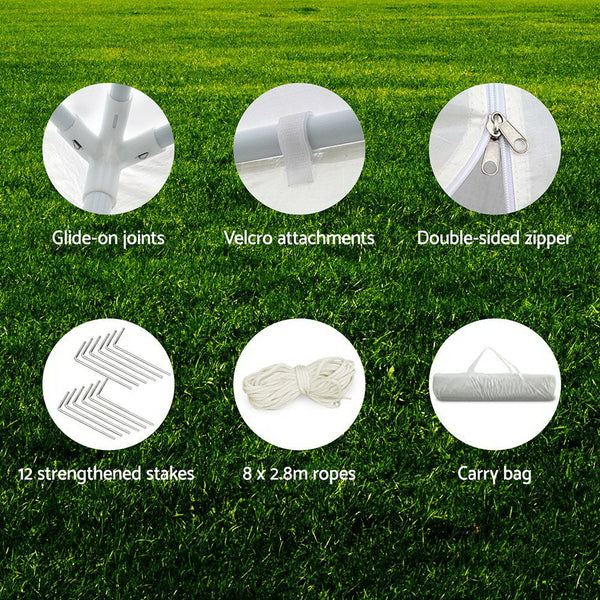 Instahut Gazebo 3x9 Outdoor Marquee Gazebos Wedding Party Camping Tent 8 Wall Panels Instahut