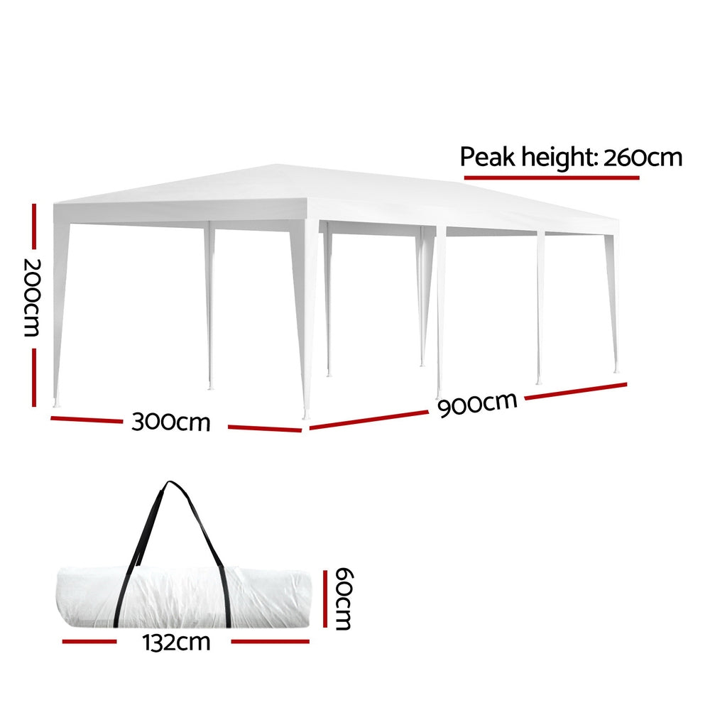 Instahut Gazebo 3x9 Wedding Party Marquee Tent Outdoor Event Camping Shade White Instahut