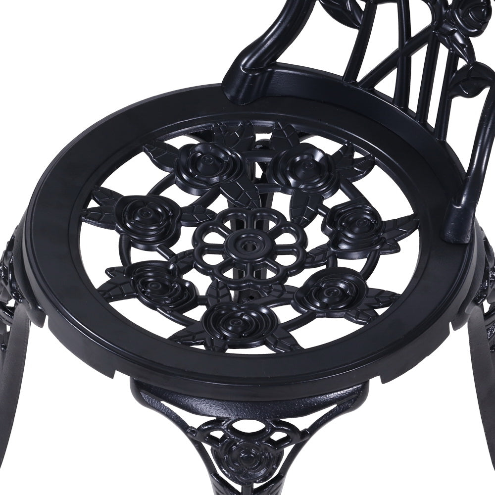 Gardeon 3PC Outdoor Setting Cast Aluminium Bistro Table Chair Patio Black freeshipping - Awezingly