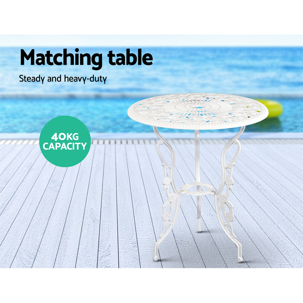 Gardeon Outdoor Furniture Chairs Table 3pc Aluminium Bistro White freeshipping - Awezingly