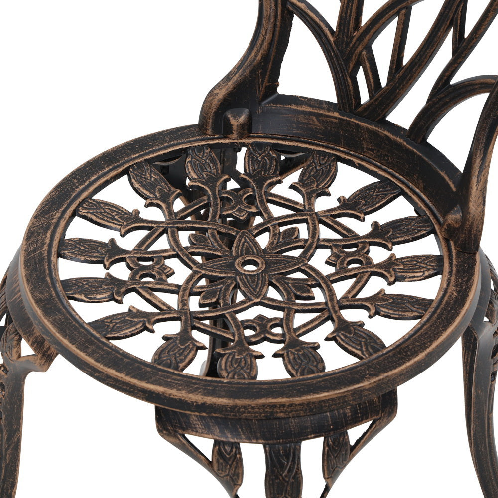 Gardeon 3PC Outdoor Setting Cast Aluminium Bistro Table Chair Patio Bronze freeshipping - Awezingly