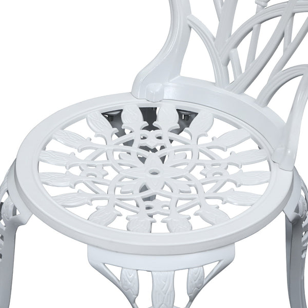 Gardeon 3PC Outdoor Setting Cast Aluminium Bistro Table Chair Patio White freeshipping - Awezingly