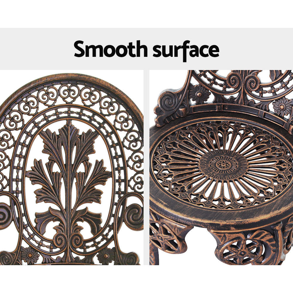 Gardeon 3PC Patio Furniture Outdoor Bistro Set Dining Chairs Aluminium Bronze Gardeon