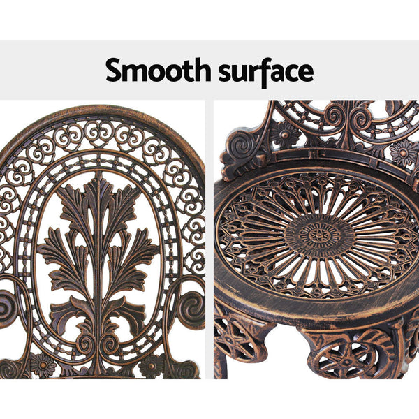 Gardeon 3PC Patio Furniture Outdoor Bistro Set Dining Chairs Aluminium Bronze Gardeon