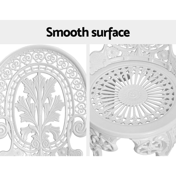 Gardeon 3PC Patio Furniture Outdoor Bistro Set Dining Chairs Aluminium White Gardeon