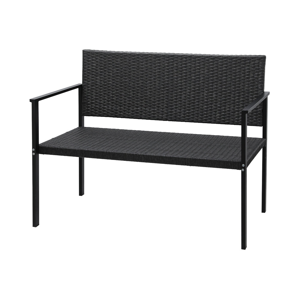 Gardeon Outdoor Garden Bench Seat Rattan Chair Steel Patio Furniture Park Grey Gardeon