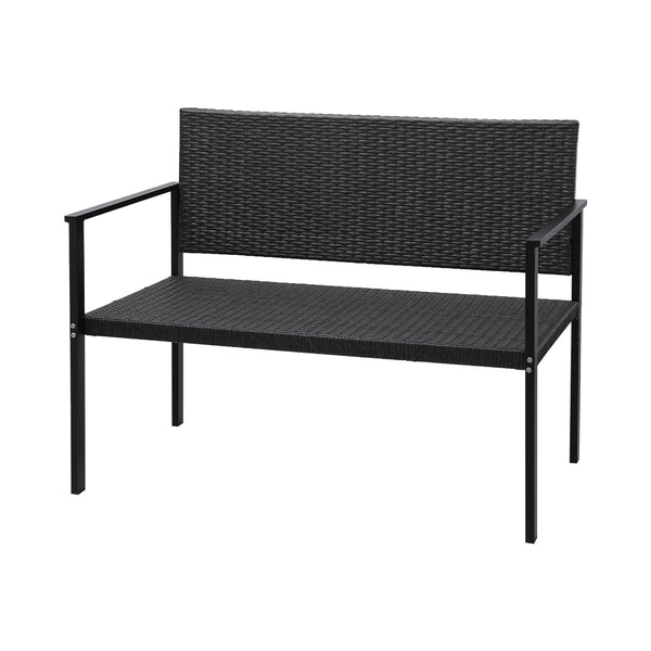 Gardeon Outdoor Garden Bench Seat Rattan Chair Steel Patio Furniture Park Grey Gardeon