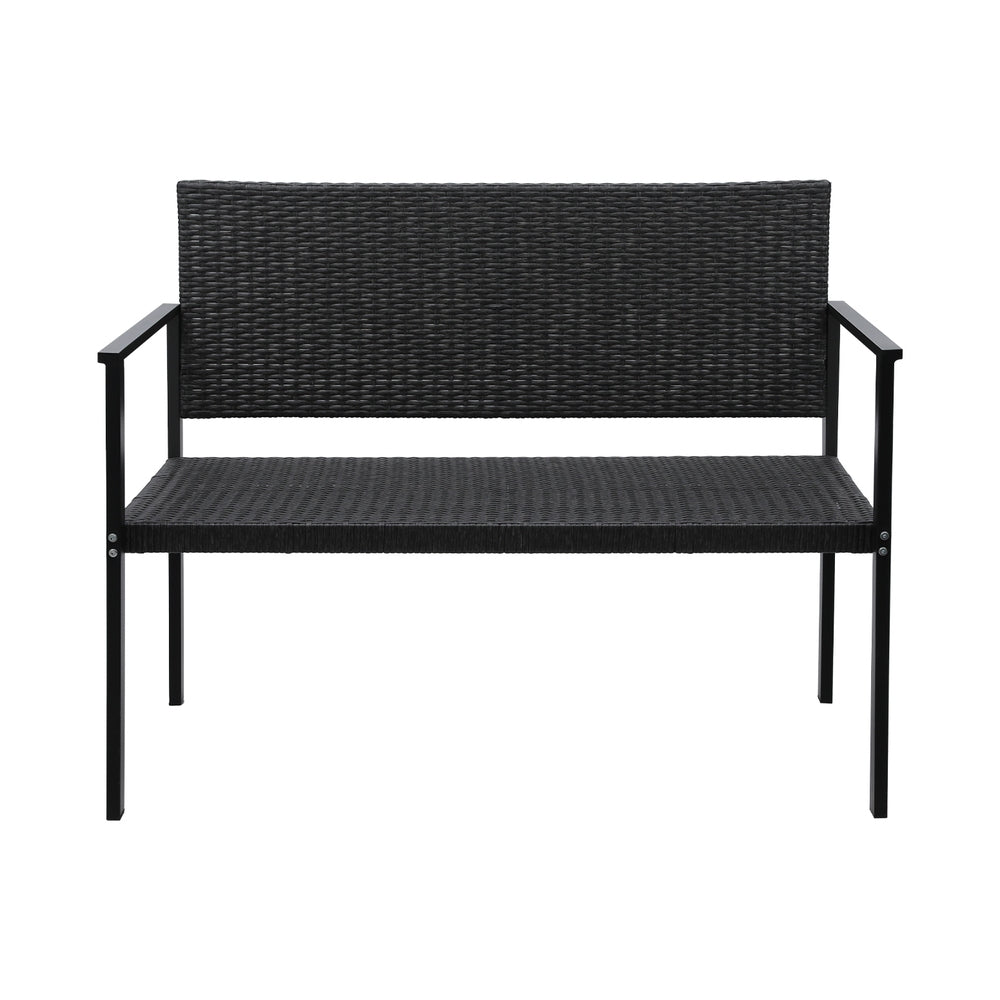 Gardeon Outdoor Garden Bench Seat Rattan Chair Steel Patio Furniture Park Grey Gardeon
