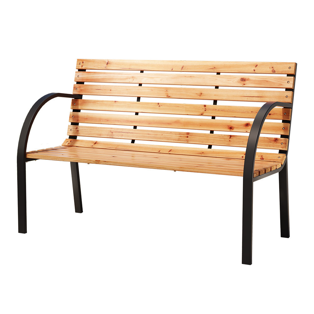 Gardeon Outdoor Wooden Garden Bench Steel 2 Seater Patio Furniture Gardeon