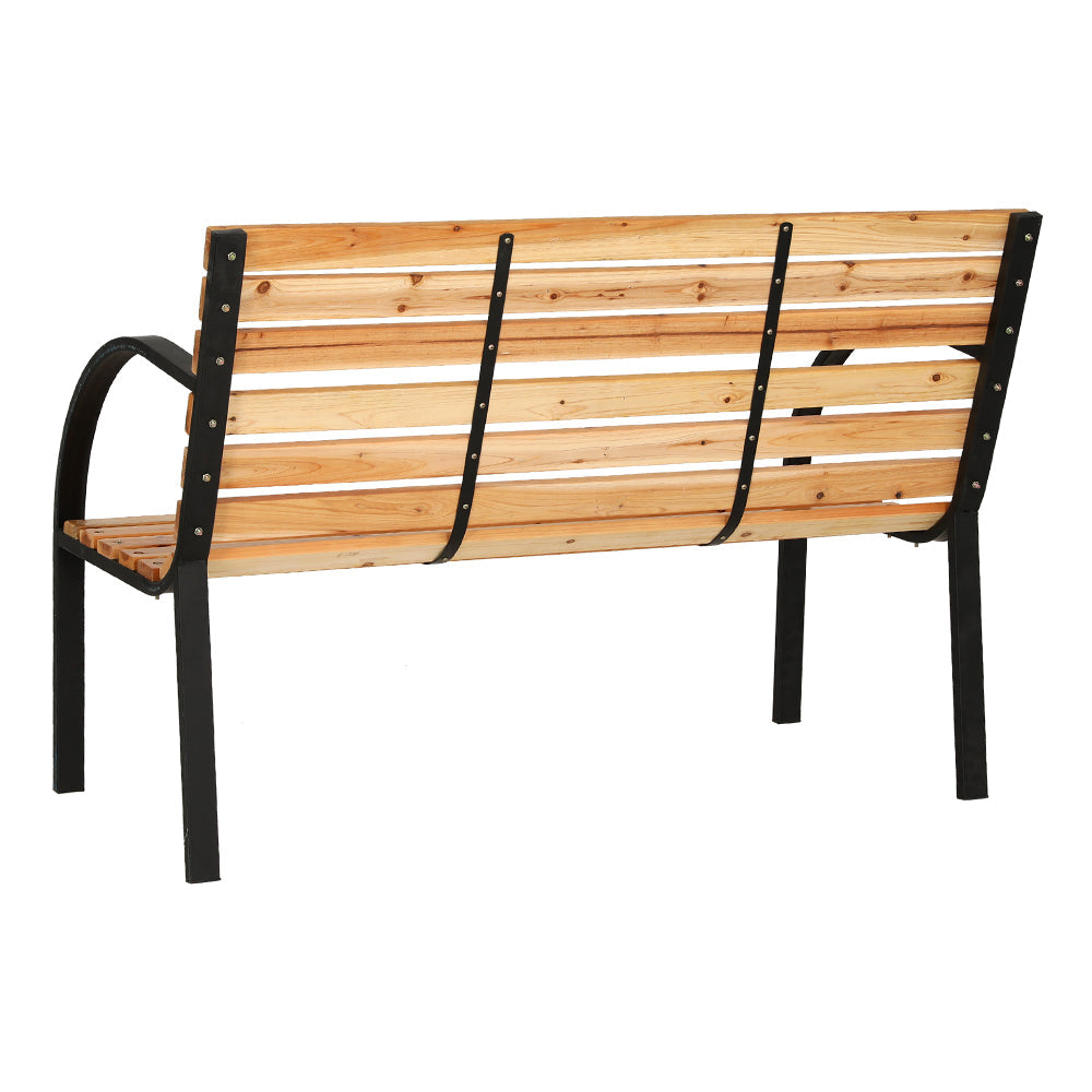 Gardeon Outdoor Wooden Garden Bench Steel 2 Seater Patio Furniture Gardeon