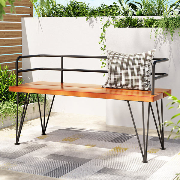 Gardeon Outdoor Garden Bench Lounge Chair Wooden Steel 3 Seater Patio Furniture Gardeon