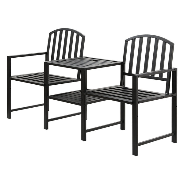 Gardeon Outdoor Garden Bench Steel Table and chair Patio Furniture Loveseat Park Gardeon