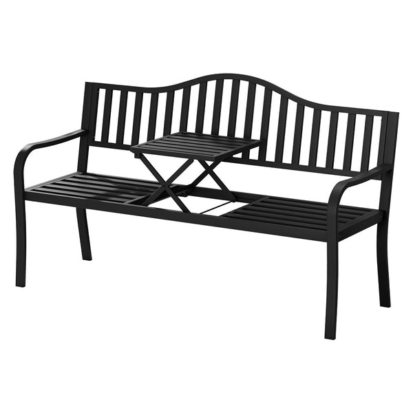 Gardeon Outdoor Garden Bench Steel Foldable Table Furniture Patio Loveseat Gardeon