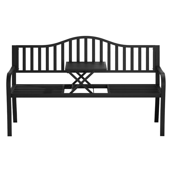 Gardeon Outdoor Garden Bench Steel Foldable Table Furniture Patio Loveseat Gardeon