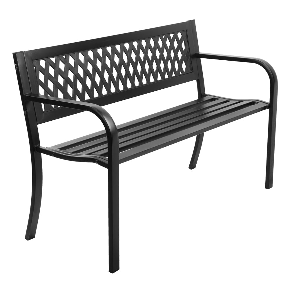 Gardeon Steel Modern Garden Bench - Black Gardeon