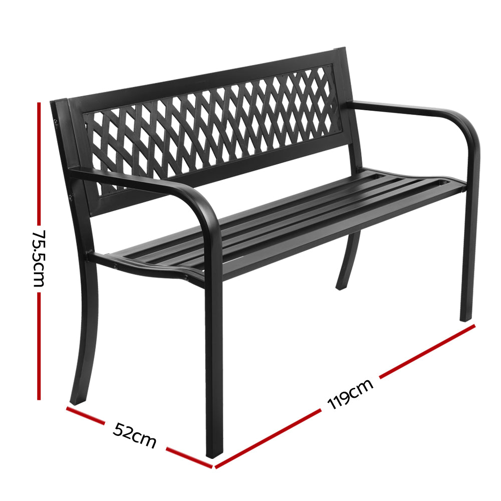 Gardeon Steel Modern Garden Bench - Black Gardeon