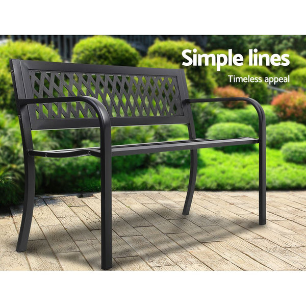 Gardeon Steel Modern Garden Bench - Black Gardeon