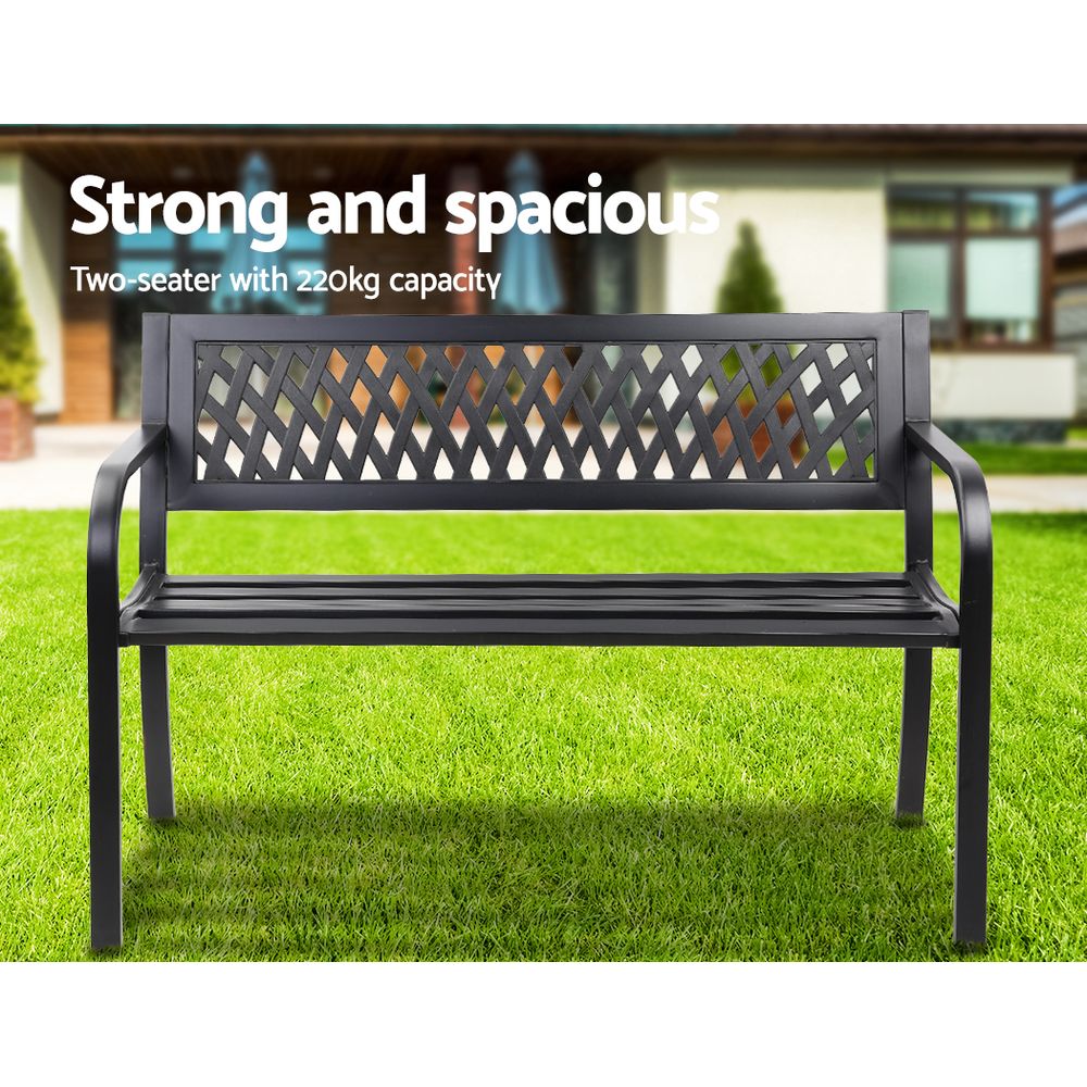 Gardeon Steel Modern Garden Bench - Black Gardeon