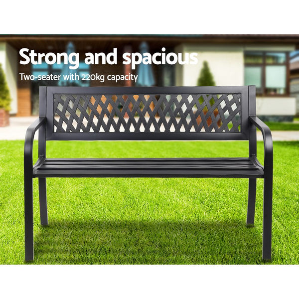 Gardeon Steel Modern Garden Bench - Black Gardeon