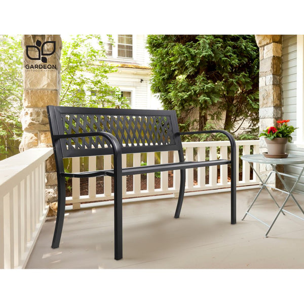 Gardeon Steel Modern Garden Bench - Black Gardeon