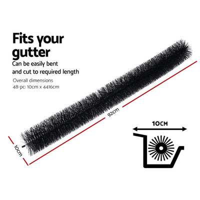 48 Pcs Gutter Brush Guard 92cm X 10cm Length Leaf Twigs Filter Home Garden