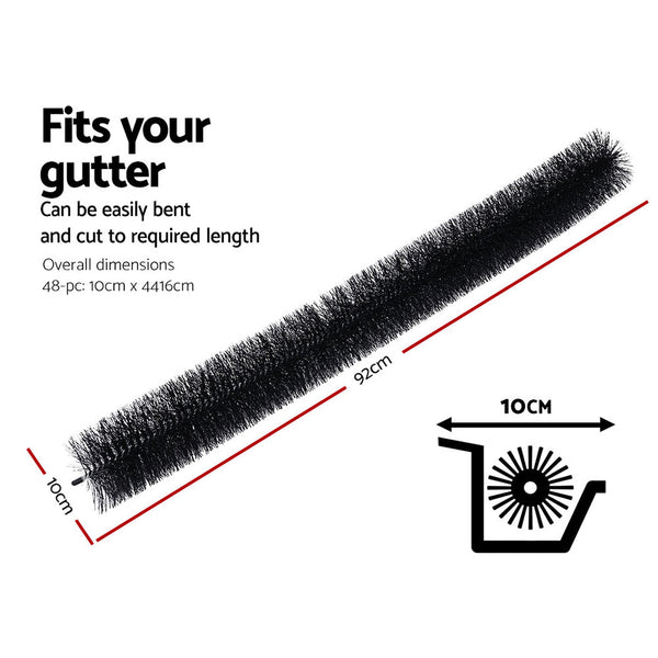 48 Pcs Gutter Brush Guard 92cm X 10cm Length Leaf Twigs Filter Home Garden Giantz