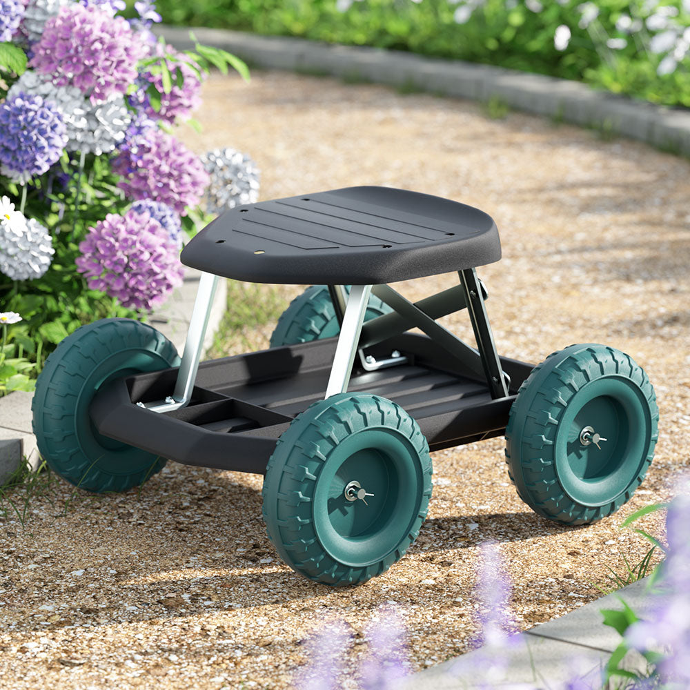 Gardeon Garden Cart Rolling Stool with Wheels Gardening Helper Seat Farm Yard Gardeon