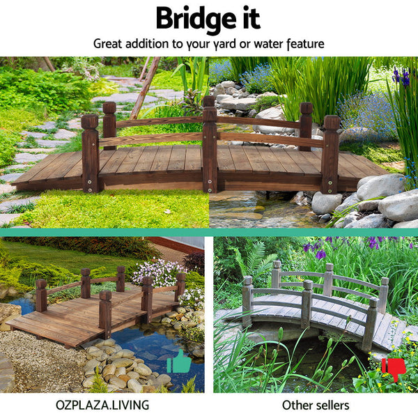 Wooden Rustic Bridge 160cm Gardeon