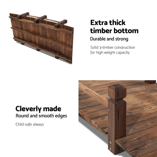 Wooden Rustic Bridge 160cm Gardeon