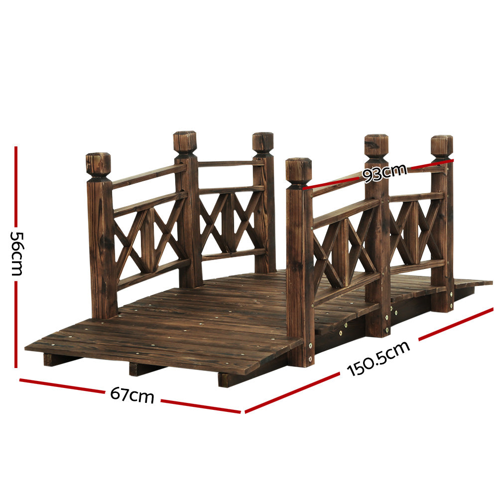 Gardeon Garden Ornaments Wooden Rustic Bridge Decor Outdoor Decoration Yard Gardeon