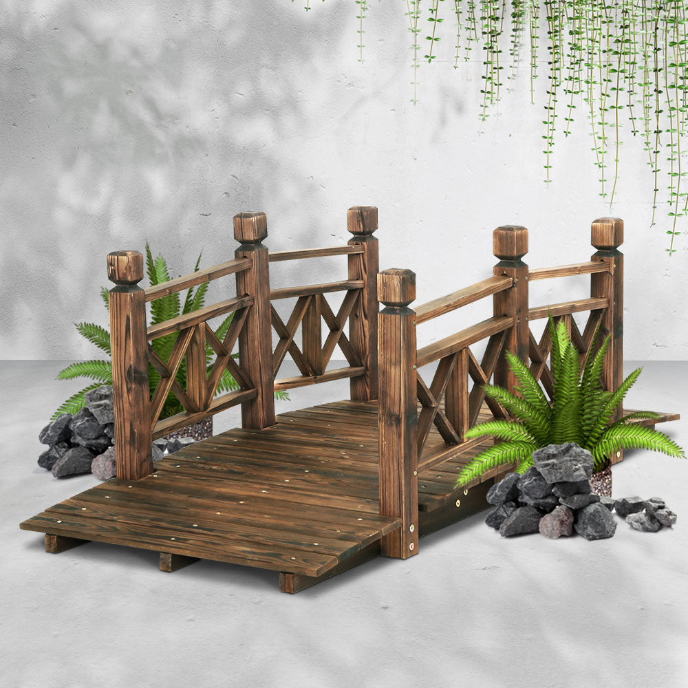 Gardeon Garden Ornaments Wooden Rustic Bridge Decor Outdoor Decoration Yard Gardeon