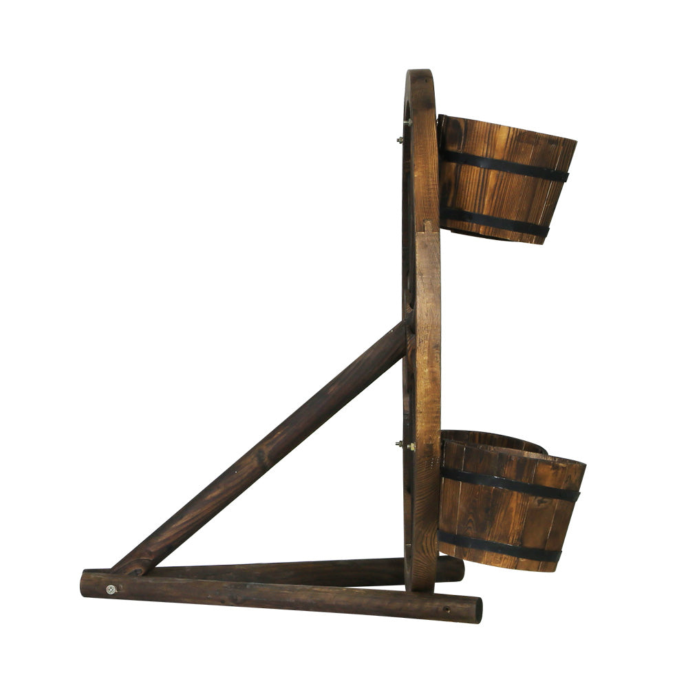Gardeon Garden Ornaments Decor Wooden Wagon Wheel Rustic Outdoor Planter flower Gardeon