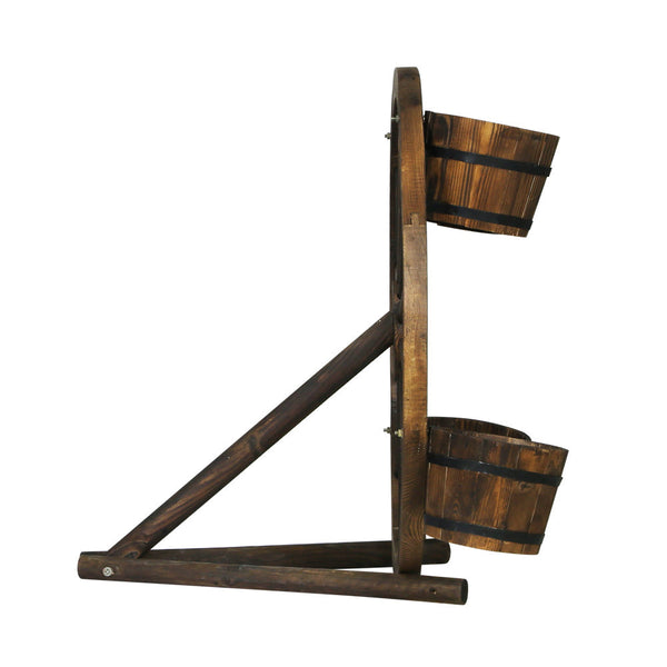 Gardeon Garden Ornaments Decor Wooden Wagon Wheel Rustic Outdoor Planter flower Gardeon