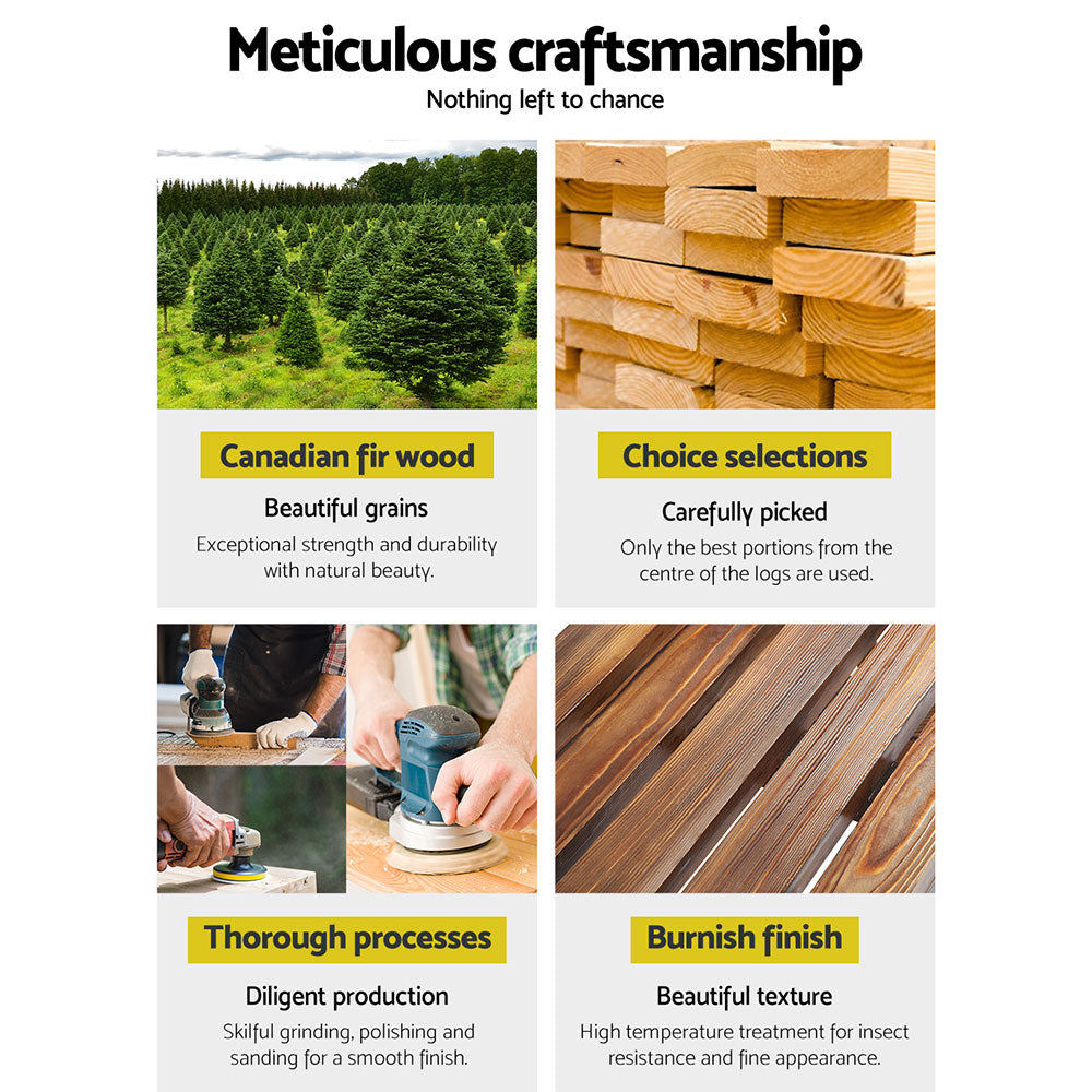 Gardeon Garden Ornaments Decor Wooden Wagon Wheel Rustic Outdoor Planter flower Gardeon