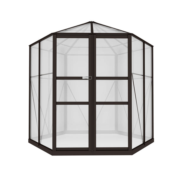 Greenfingers Greenhouse Aluminium 240x211x232 cm Green House Polycarbonate Shed Greenfingers