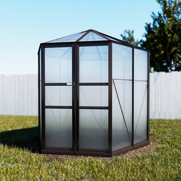 Greenfingers Greenhouse Aluminium 240x211x232 cm Green House Polycarbonate Shed Greenfingers